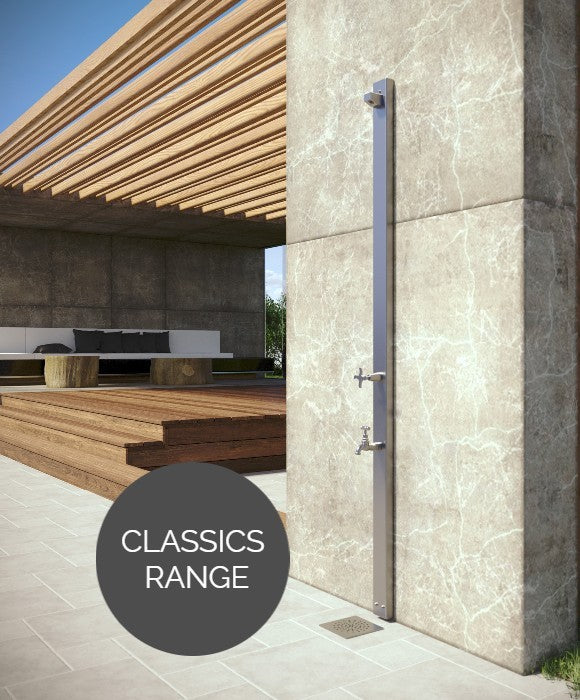 Rainware Outdoor Shower - Aussie Wall 2202 - Cold Shower + Cold Footwash Wall Mounted Rainware Outdoor Shower - Aussie Wall 2202 - Cold Shower + Cold Footwash Wall Mounted